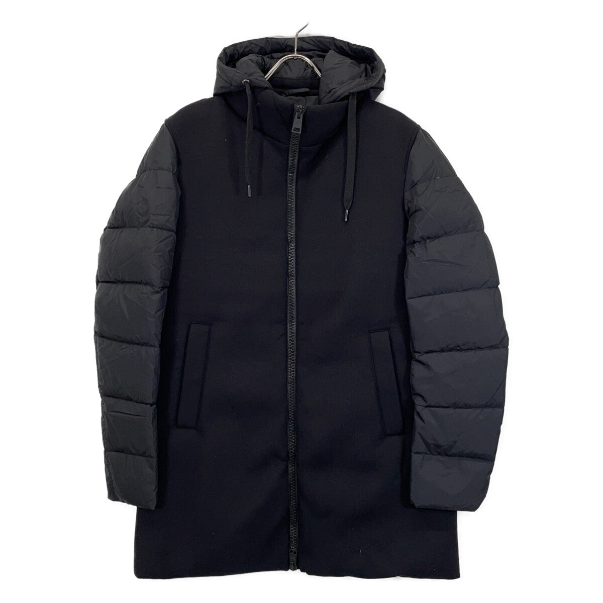 HERNO Mixed Material Detachable Hood Jacket Black Size 48