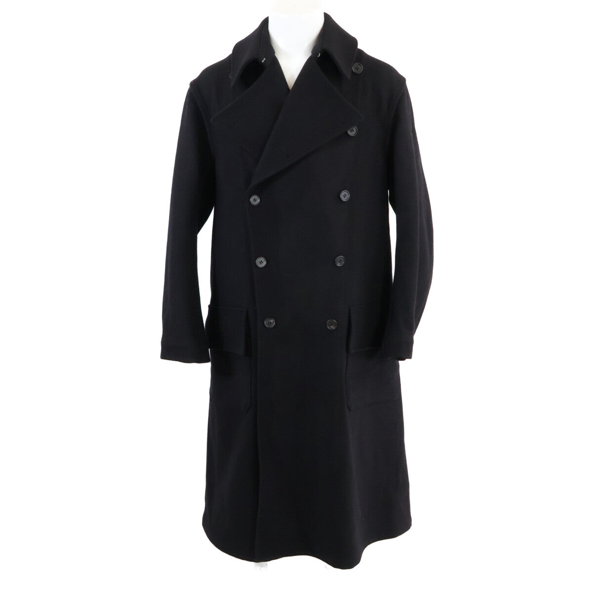 DRESS&ARCHIVES Loden Double Breasted Wool Coat Black Size 50