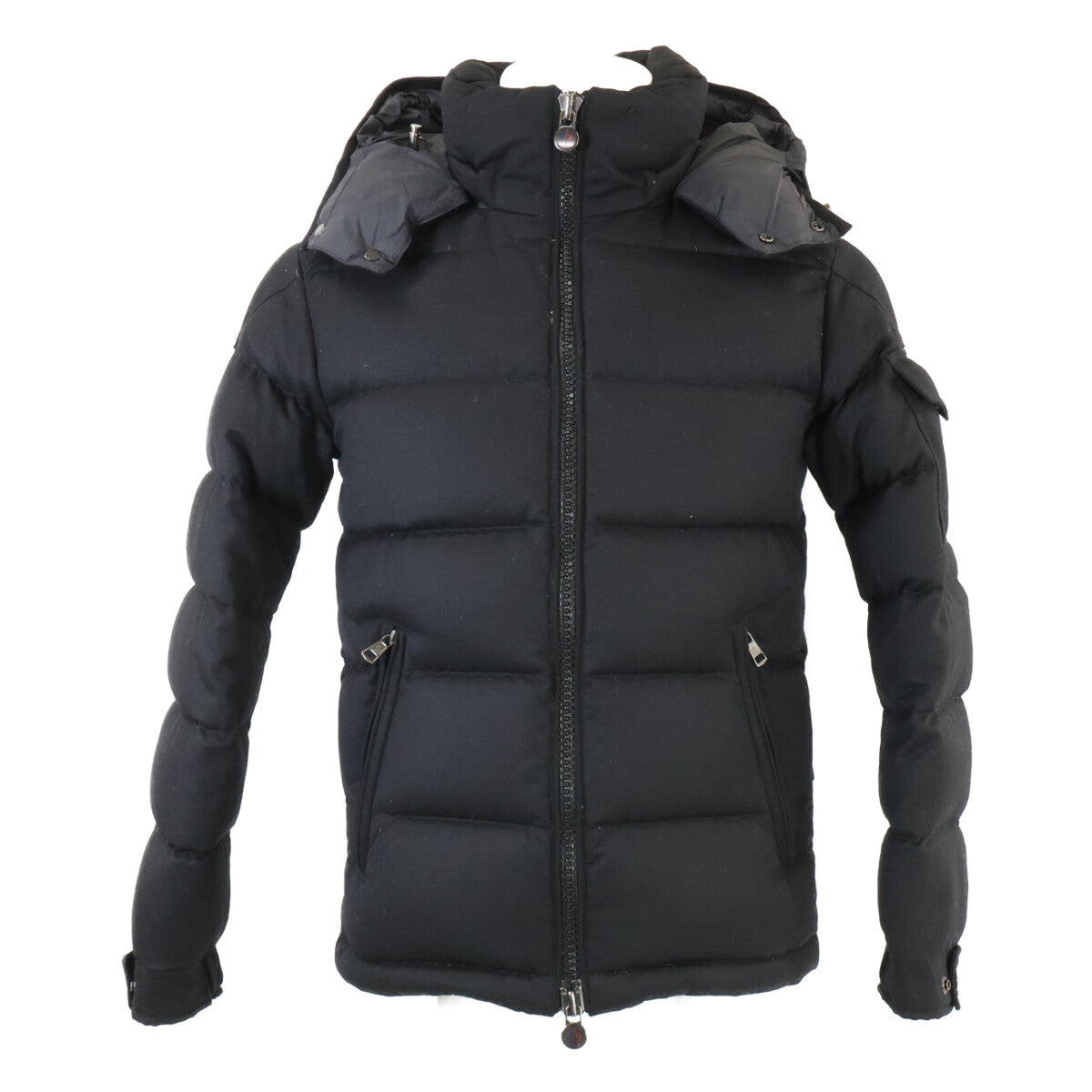 MONCLER MONTGENEVRE Wool Hooded Down Jacket Black Size 0