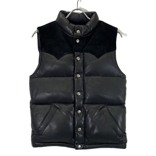 DEERSKIN DOWN BEST x THE REAL MCCOY'S Black Deerskin Cowhide Down Vest Size 34