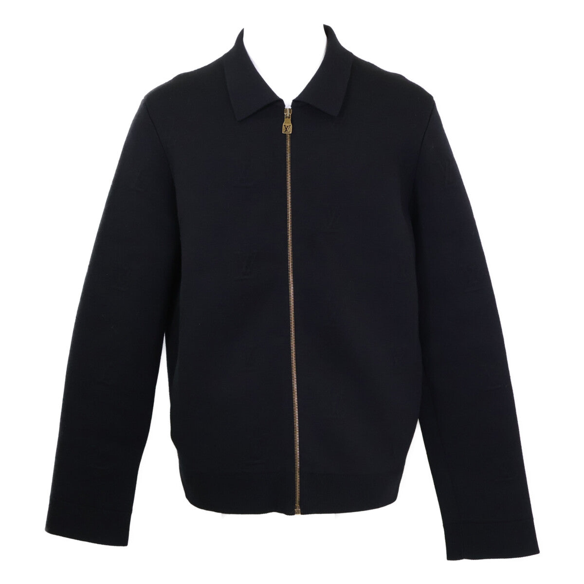 LOUIS VUITTON 25' Embossed LV Logo Zip Jacket Black Size XL