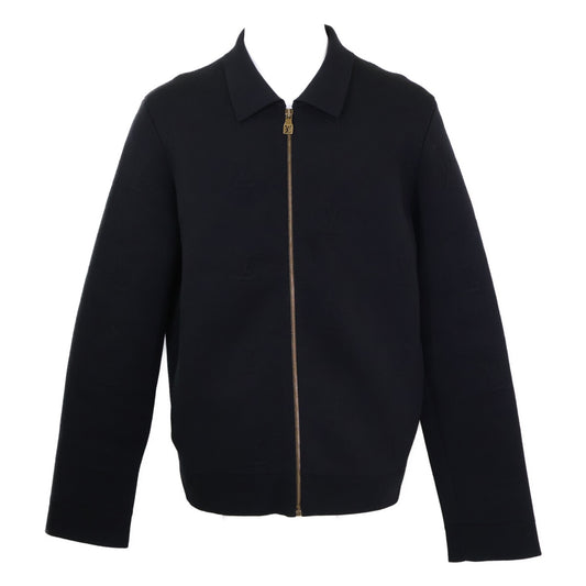 LOUIS VUITTON 25' Embossed LV Logo Zip Jacket Black Size XL