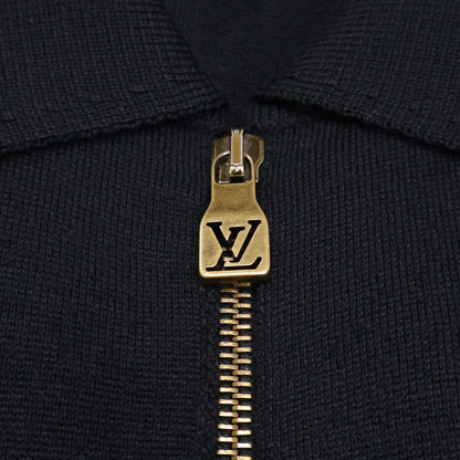LOUIS VUITTON 25' Embossed LV Logo Zip Jacket Black Size XL