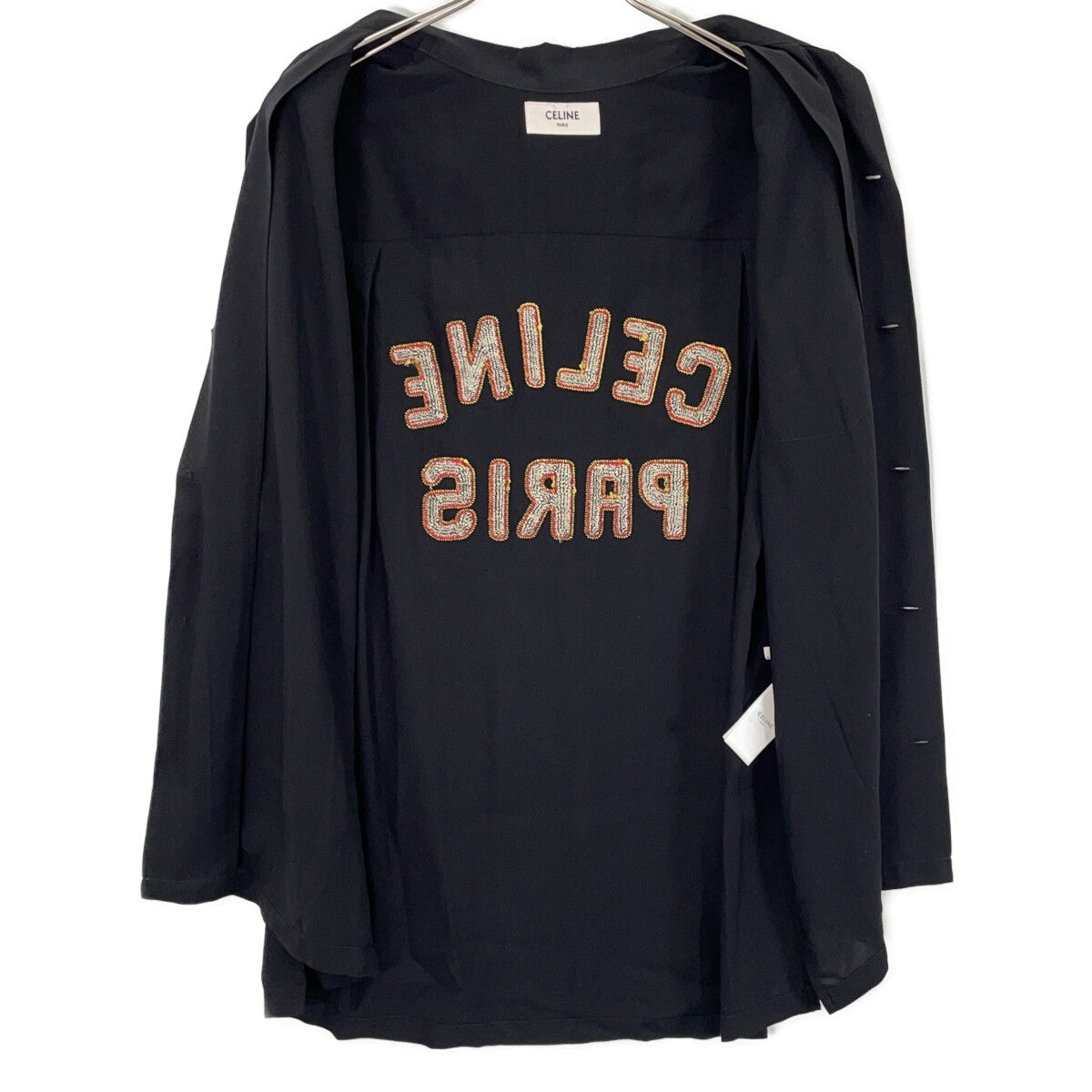 CELINE Back Logo Short Sleeve T-Shirt Black Size 39