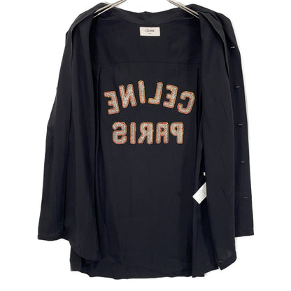 CELINE Back Logo Short Sleeve T-Shirt Black Size 39