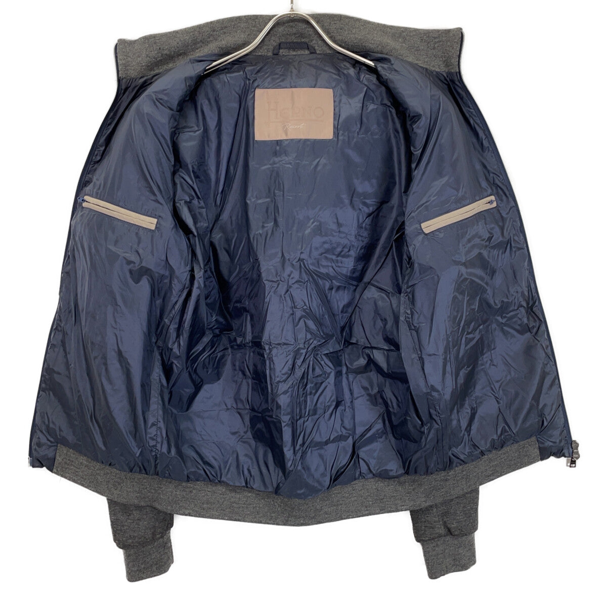 HERNO Navy Charcoal Hybrid Down Jacket Size 46