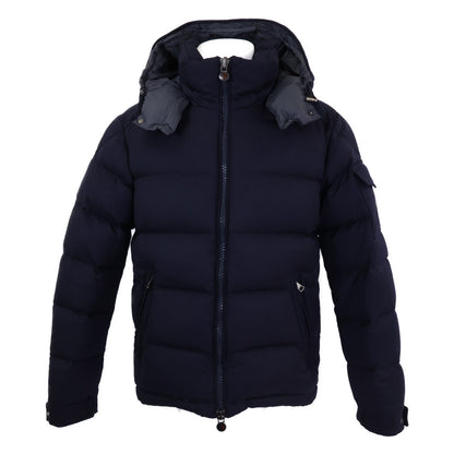 MONCLER MONTGENEVRE Wool Hooded Down Jacket Navy Blue Size 2