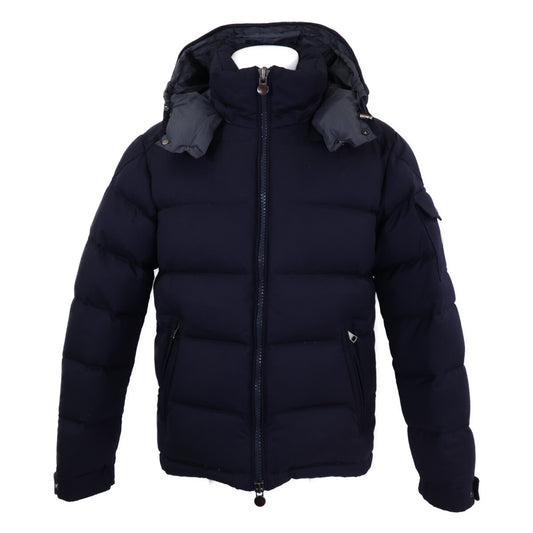 MONCLER MONTGENEVRE Wool Hooded Down Jacket Navy Blue Size 2