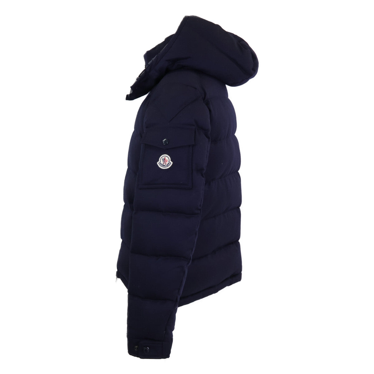 MONCLER MONTGENEVRE Wool Hooded Down Jacket Navy Blue Size 2