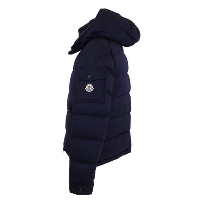 MONCLER MONTGENEVRE Wool Hooded Down Jacket Navy Blue Size 2