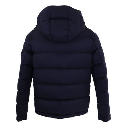 MONCLER MONTGENEVRE Wool Hooded Down Jacket Navy Blue Size 2