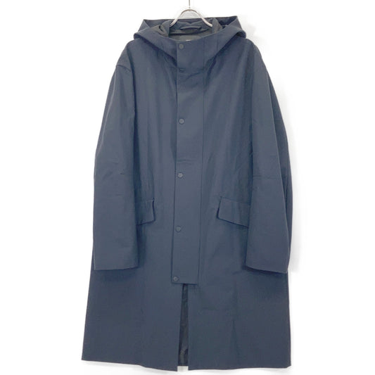 EMPORIOARMANI Navy Lambswool Hooded Zip Long Coat Size 50