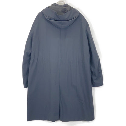 EMPORIOARMANI Navy Lambswool Hooded Zip Long Coat Size 50