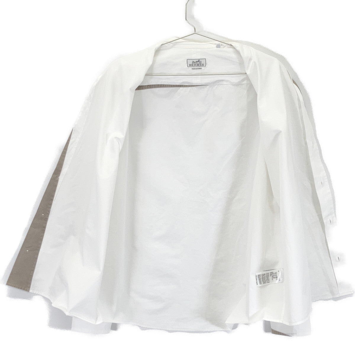 HERMES 21AW White Gray Cotton Oversized Shirt Size 40
