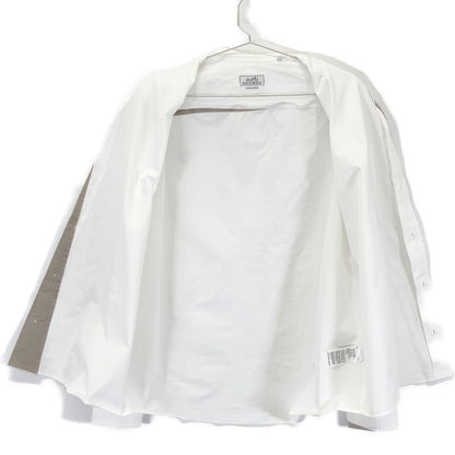 HERMES 21AW White Gray Cotton Oversized Shirt Size 40