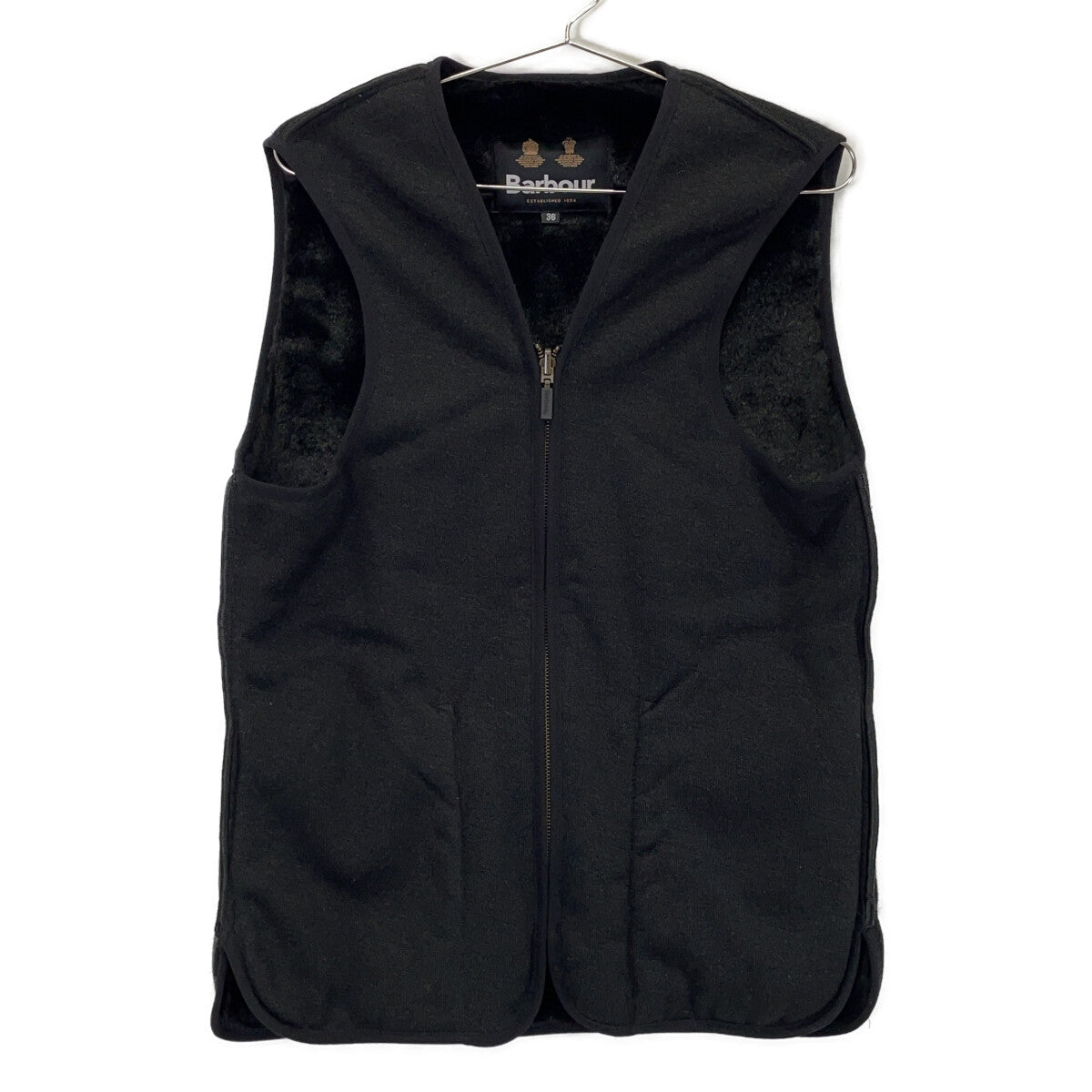 Barbour Black Front Zip Fur Liner Slim Fit Vest Size 36