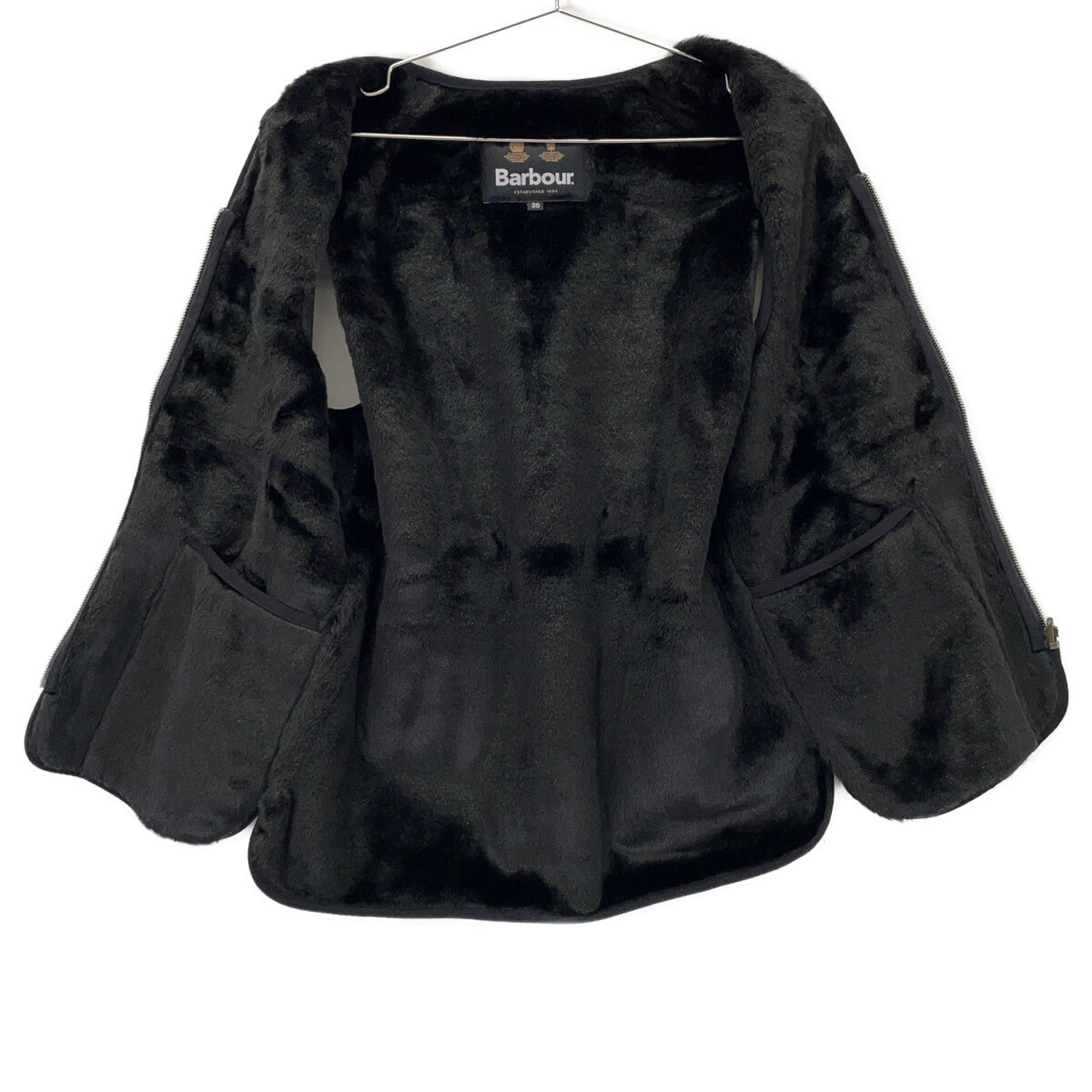 Barbour Black Front Zip Fur Liner Slim Fit Vest Size 36