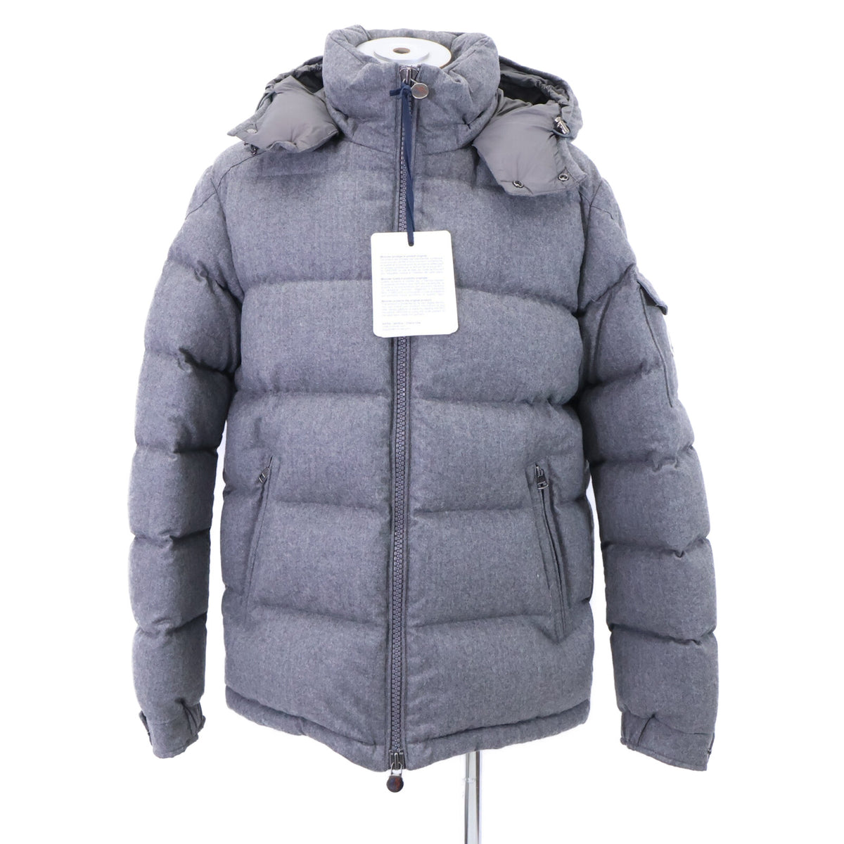 MONCLER MONTGENEVRE Wool Hooded Down Jacket Gray Size 4