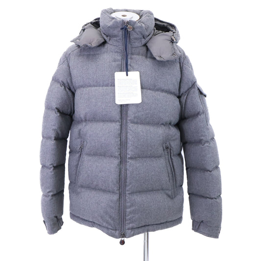 MONCLER MONTGENEVRE Wool Hooded Down Jacket Gray Size 4