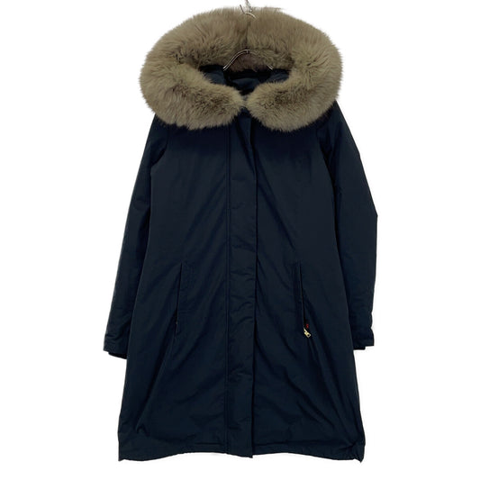 WOOLRICH IENA BOW BRIDGE Fox Fur Hooded Coat Navy Size XS