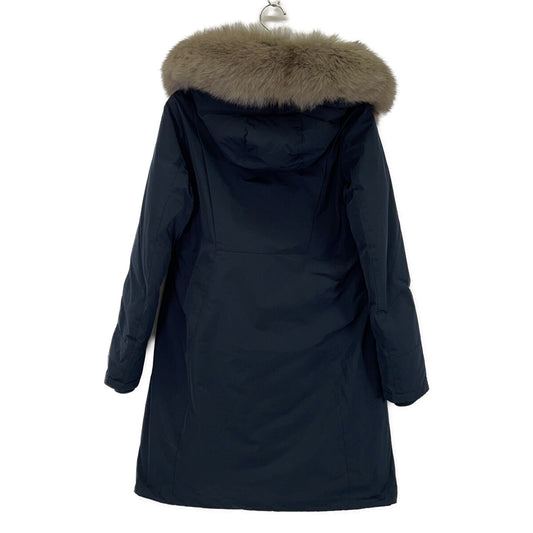 WOOLRICH IENA BOW BRIDGE Fox Fur Hooded Coat Navy Size XS
