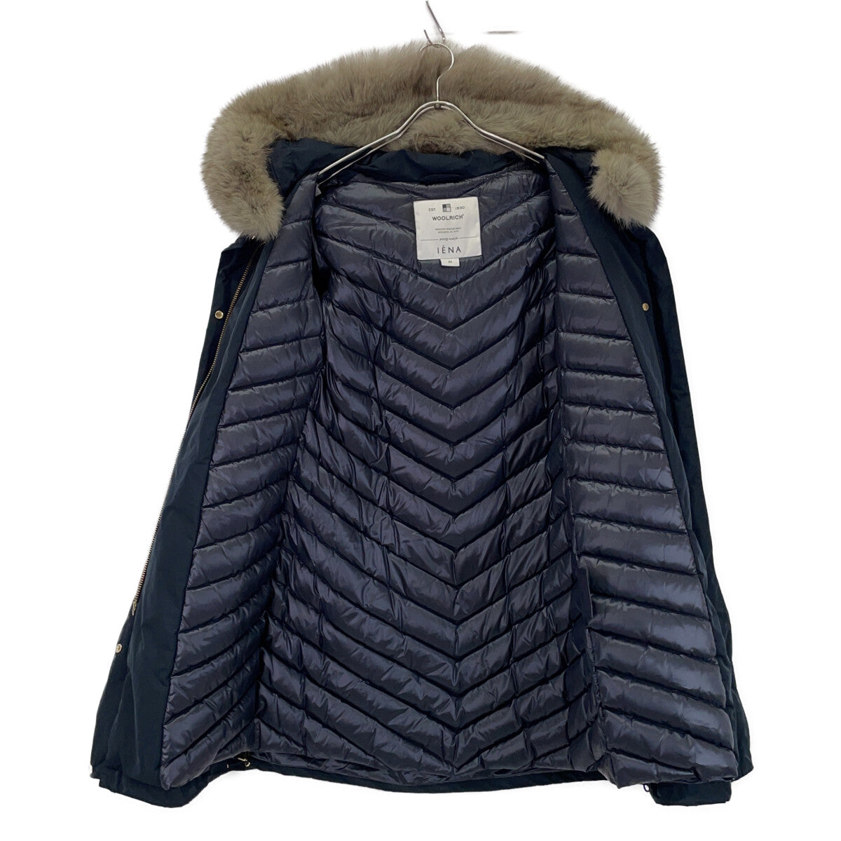 WOOLRICH IENA BOW BRIDGE Fox Fur Hooded Coat Navy Size XS