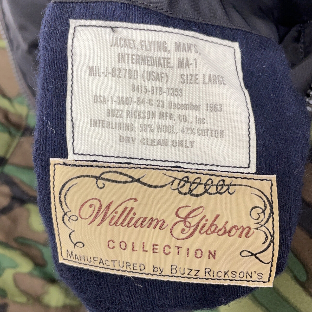 BUZZ RICKSON'S William Gibson MA-1 Camo Jacket Size L