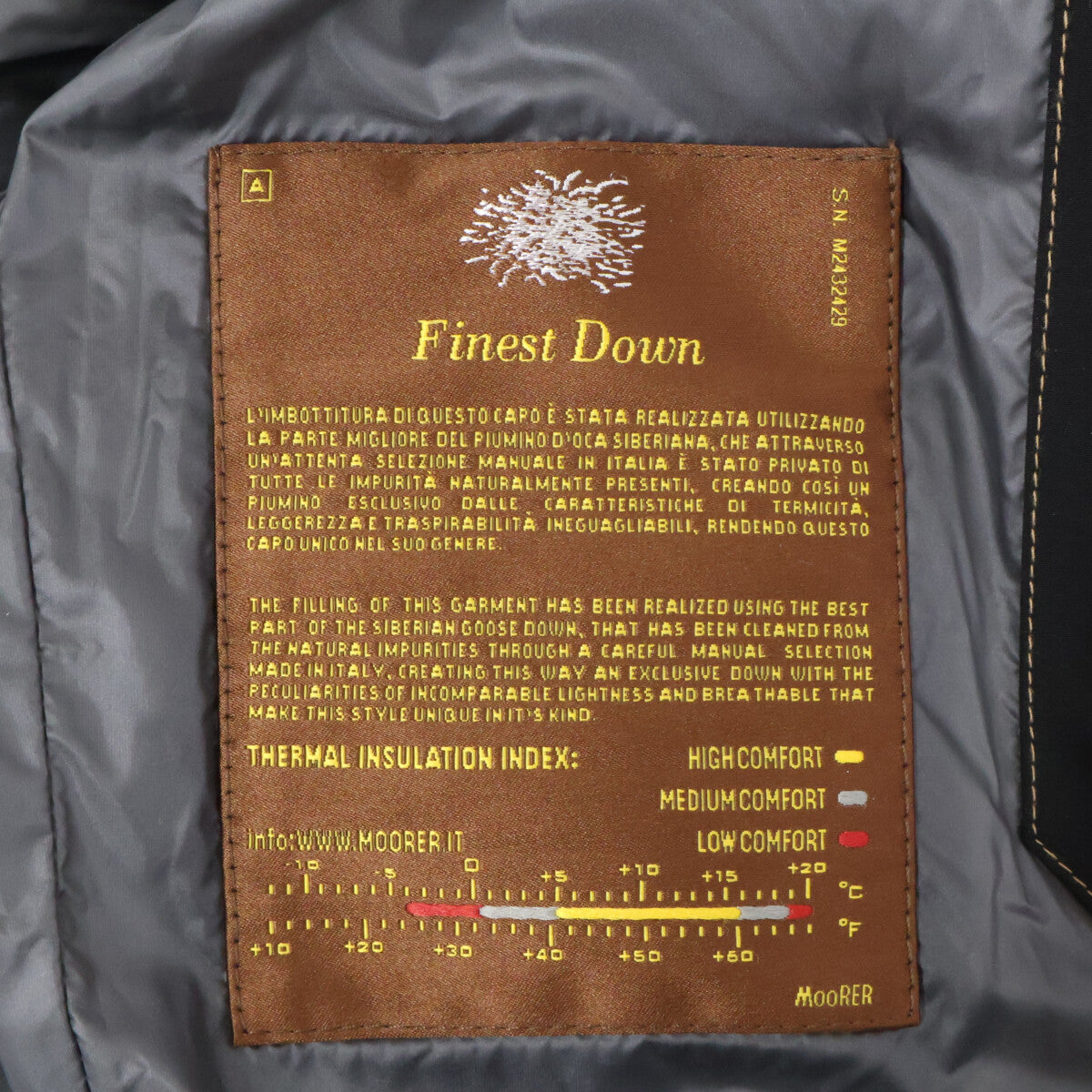 MOORER FILIPPO-KN Acqua Series Down Jacket Black Size 52