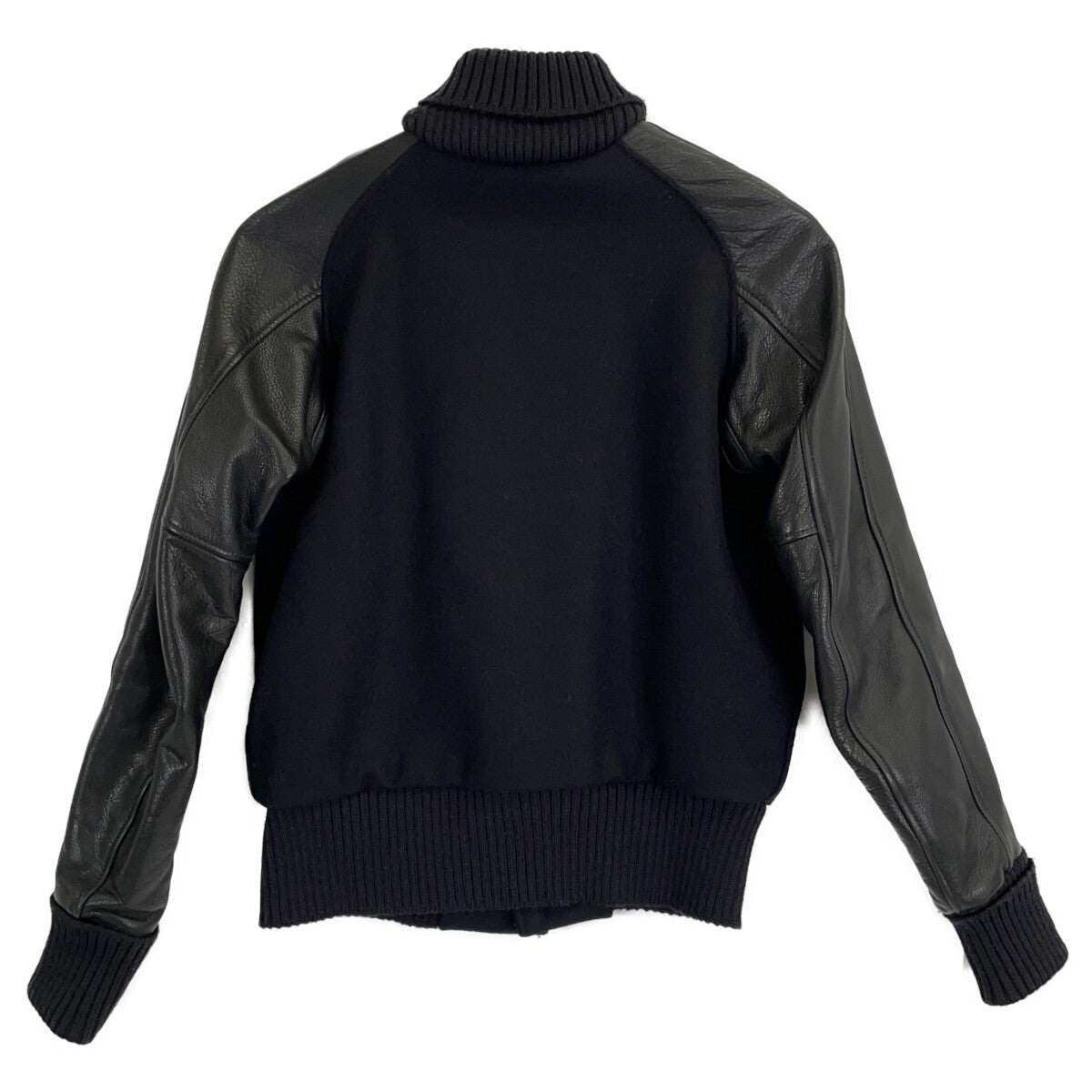 SKOOKUM Black Wool Leather Paneled Varsity Jacket Size 14