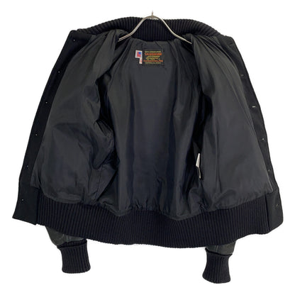 SKOOKUM Black Wool Leather Paneled Varsity Jacket Size 14