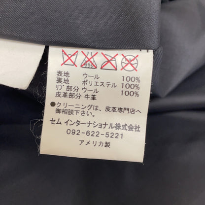 SKOOKUM Black Wool Leather Paneled Varsity Jacket Size 14