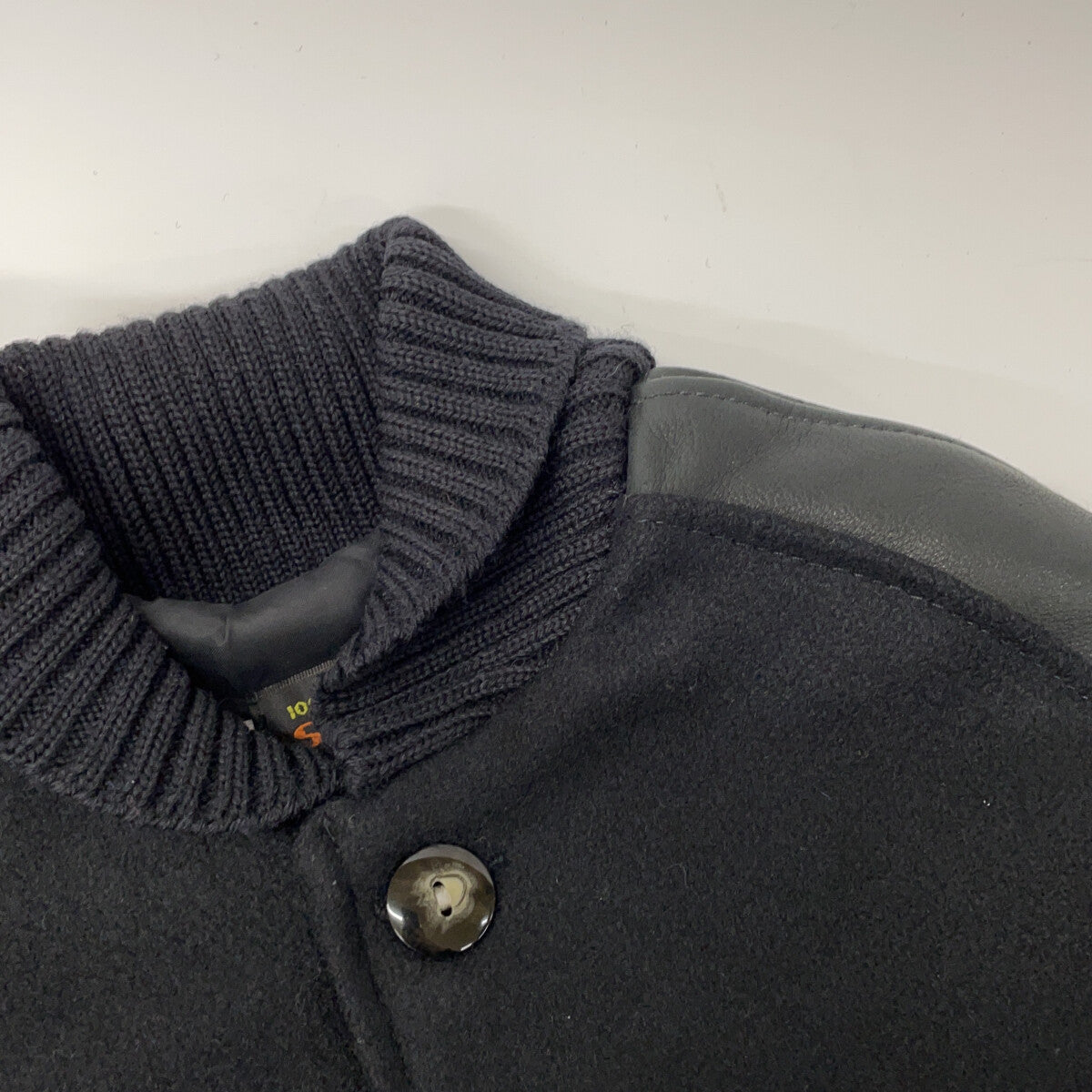 SKOOKUM Black Wool Leather Paneled Varsity Jacket Size 14
