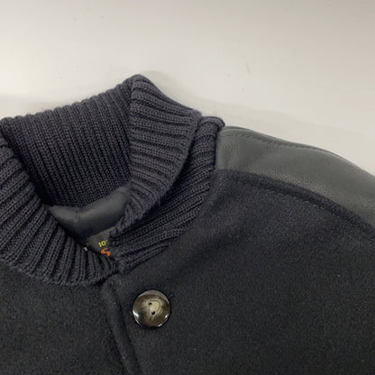 SKOOKUM Black Wool Leather Paneled Varsity Jacket Size 14