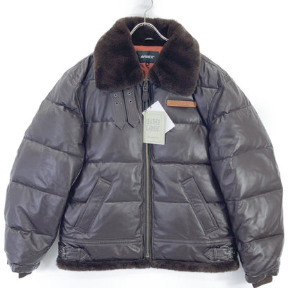 AVIREX Dark Brown Sheepskin B-3 Leather Down Coat Size XL