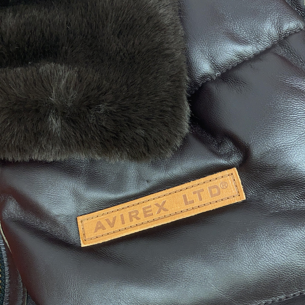 AVIREX Dark Brown Sheepskin B-3 Leather Down Coat Size XL