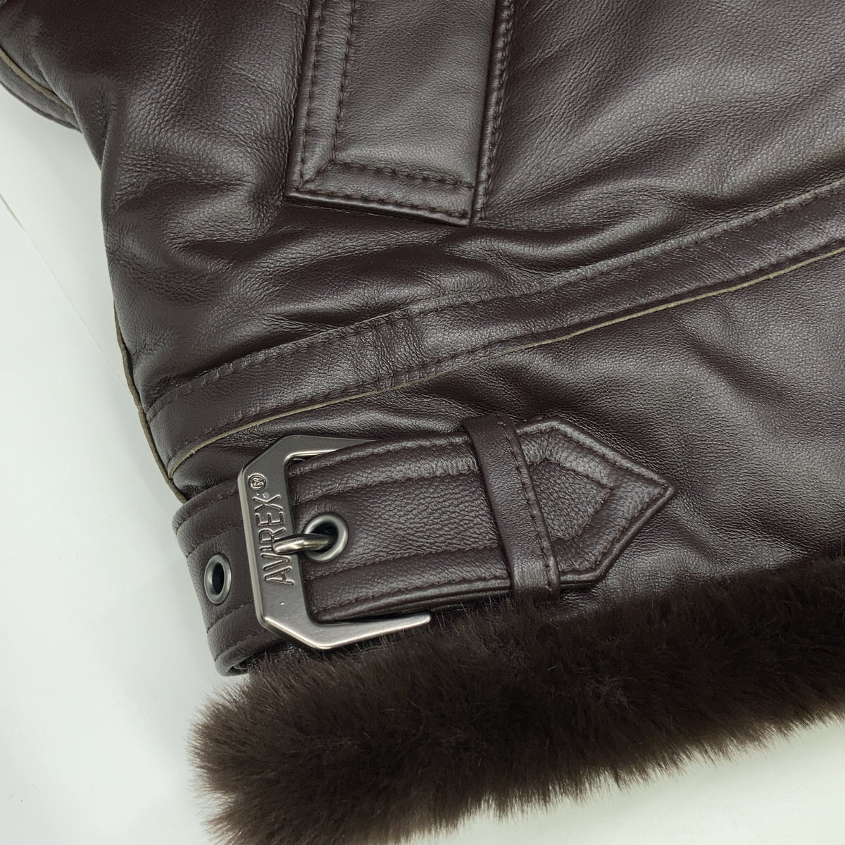 AVIREX Dark Brown Sheepskin B-3 Leather Down Coat Size XL