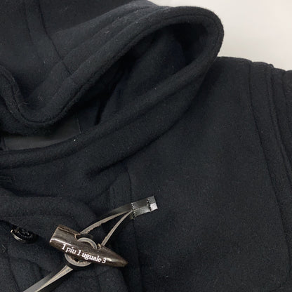 1piu1uguale3 Black Wool Hooded Duffle Coat Size IV