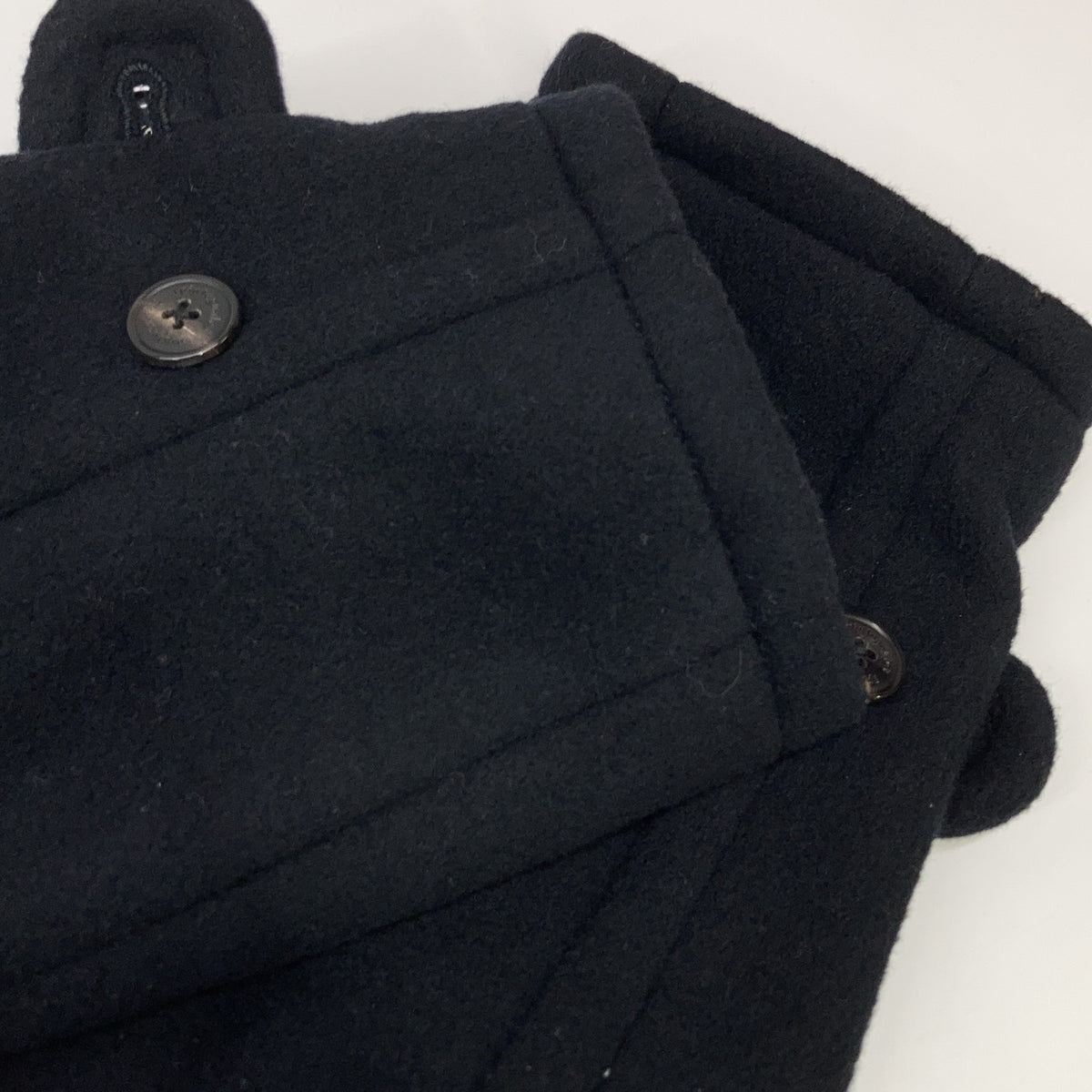 1piu1uguale3 Black Wool Hooded Duffle Coat Size IV