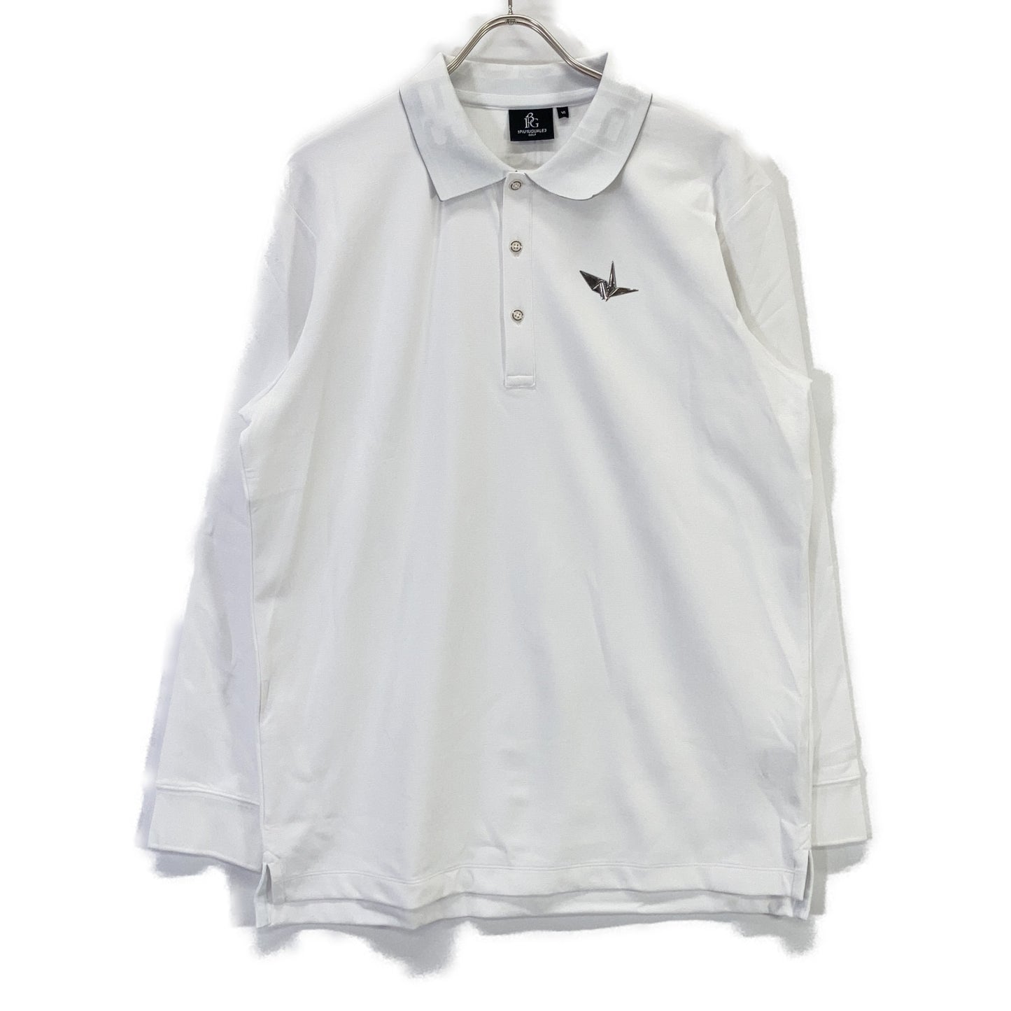 1piu1uguale3 GOLF Long Sleeve Collared Polo White Size VI