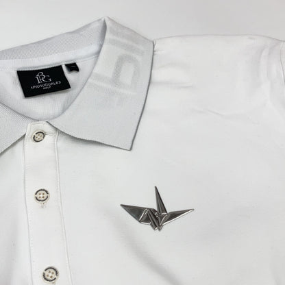 1piu1uguale3 GOLF Long Sleeve Collared Polo White Size VI