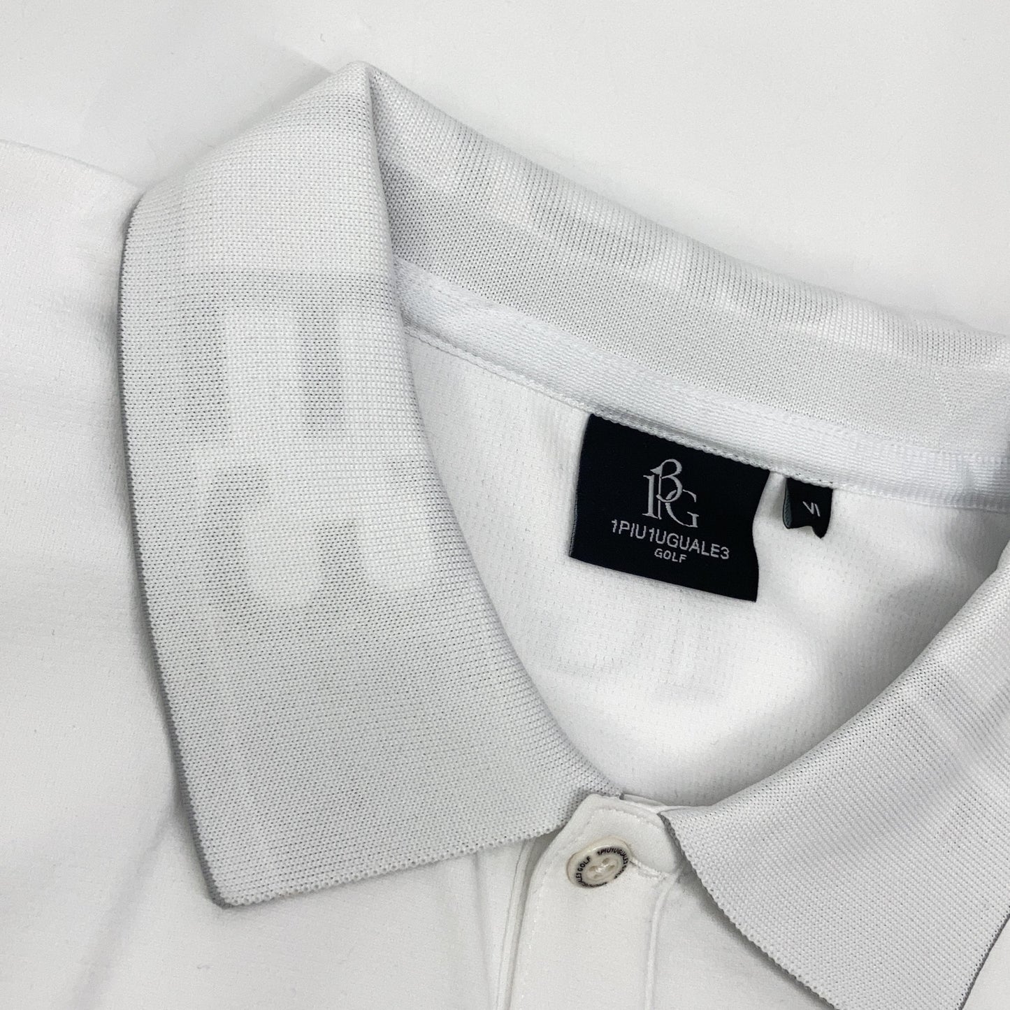 1piu1uguale3 GOLF Long Sleeve Collared Polo White Size VI