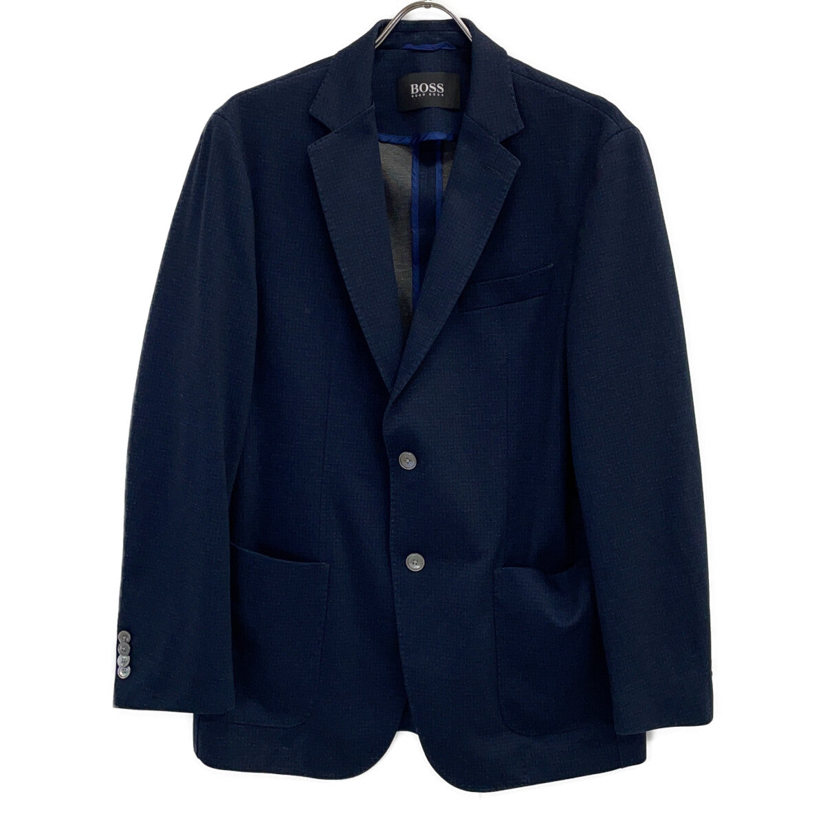BOSS Navy Black Check Polyester Blazer Size 40
