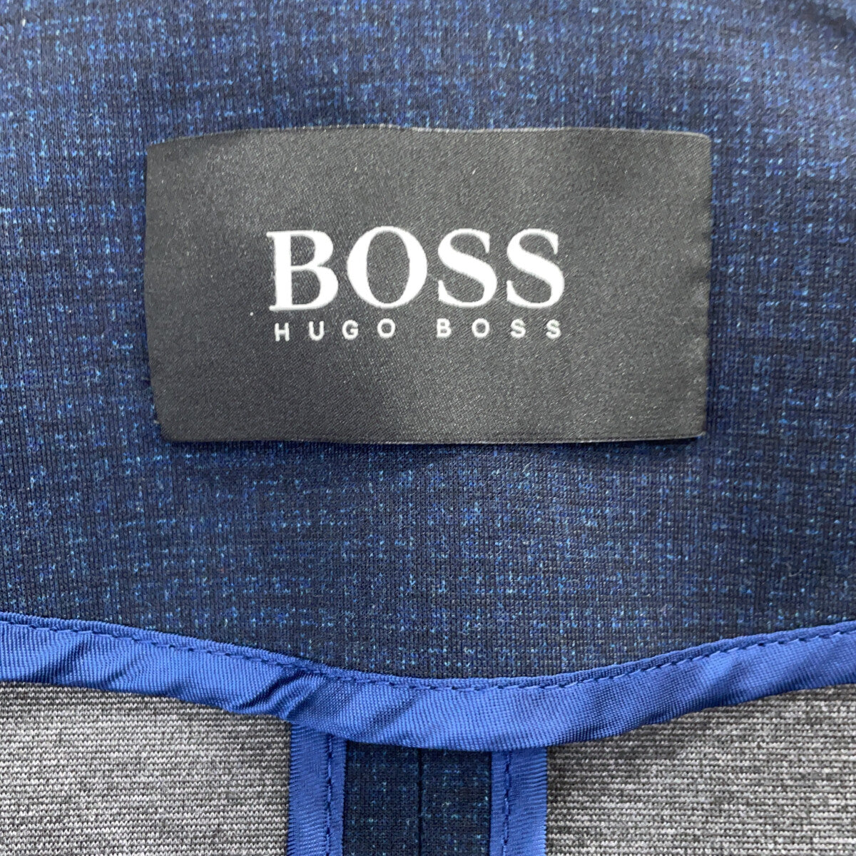 BOSS Navy Black Check Polyester Blazer Size 40