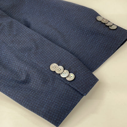 BOSS Navy Black Check Polyester Blazer Size 40