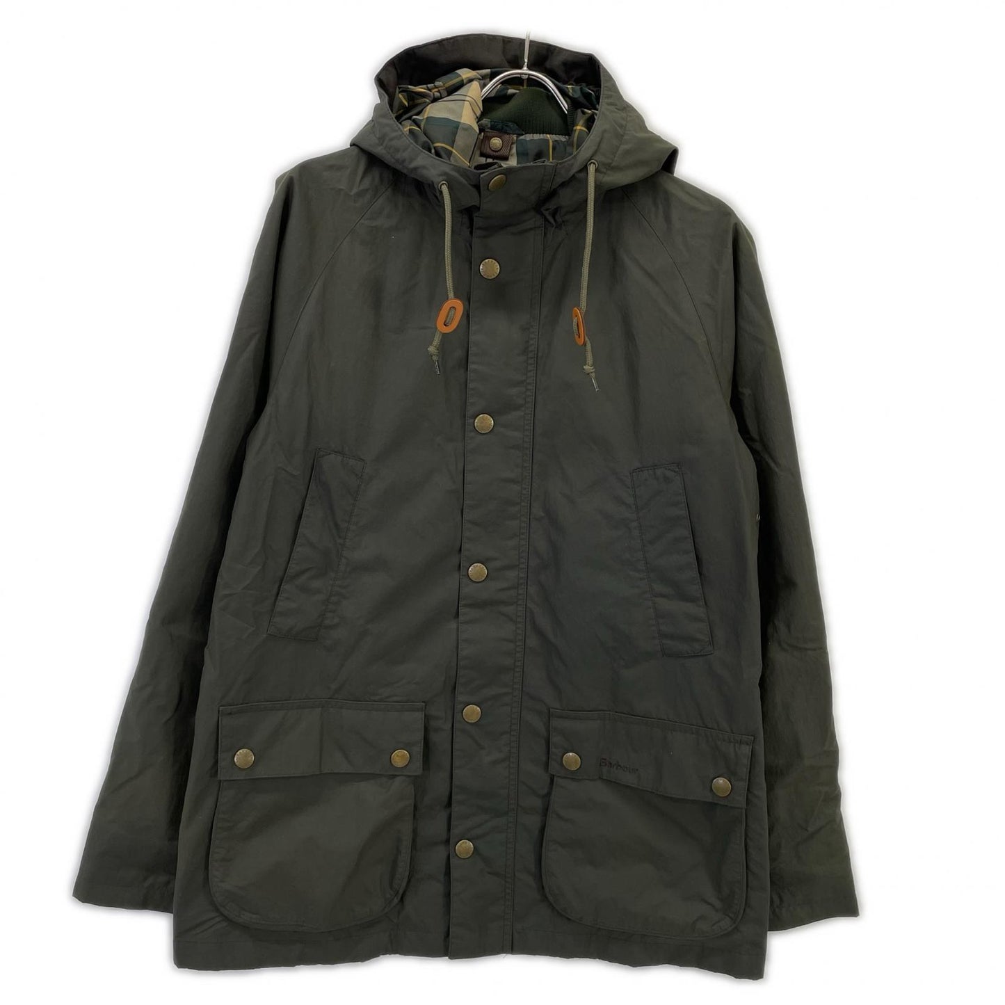 Barbour Khaki 3-Warrant Oiled Bedale Hoody Jacket Size M