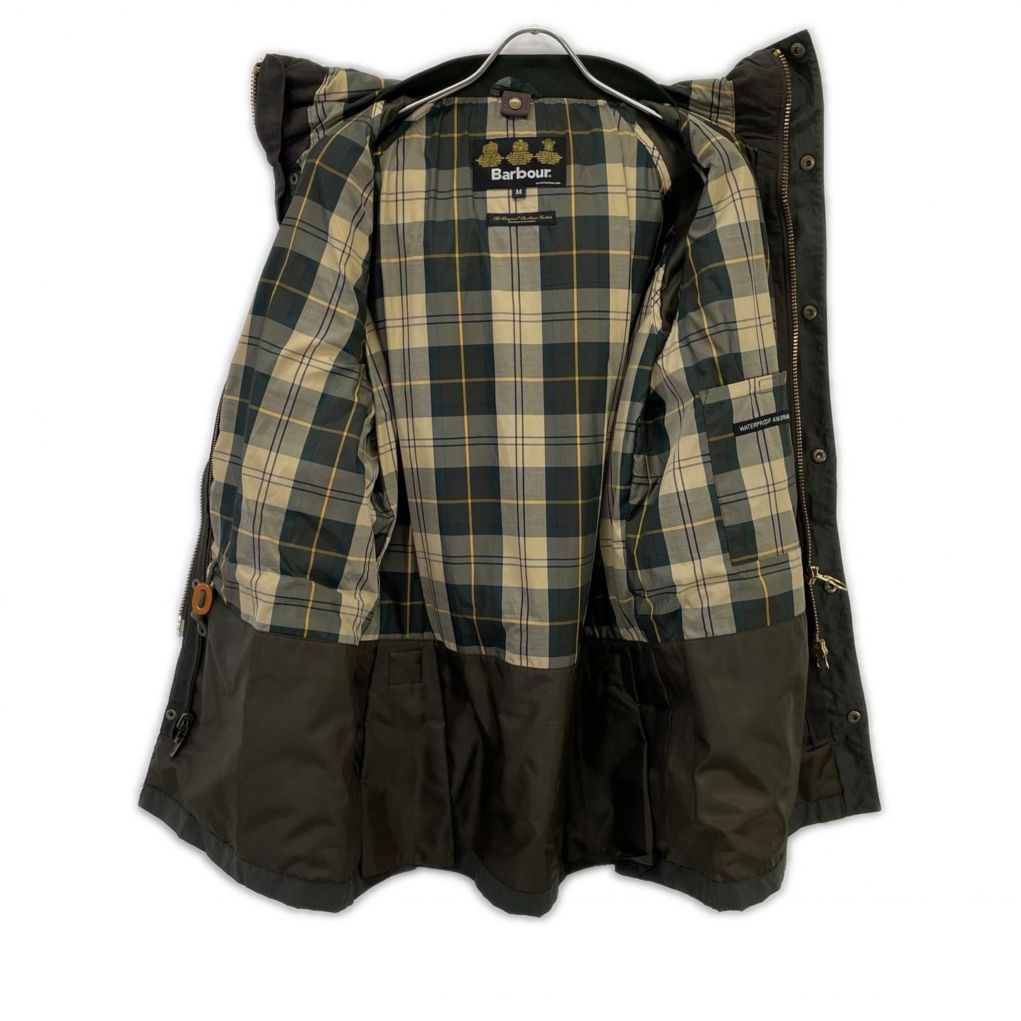 Barbour Khaki 3-Warrant Oiled Bedale Hoody Jacket Size M