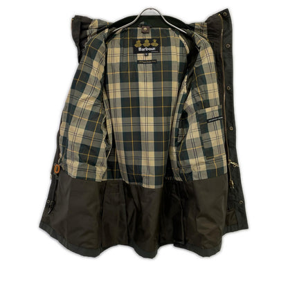 Barbour Khaki 3-Warrant Oiled Bedale Hoody Jacket Size M