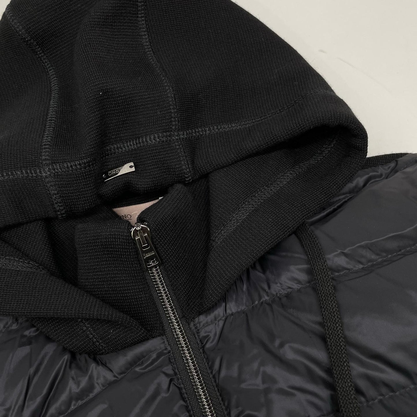 HERNO Black Water-Repellent Nylon Hooded Blouson Size 46