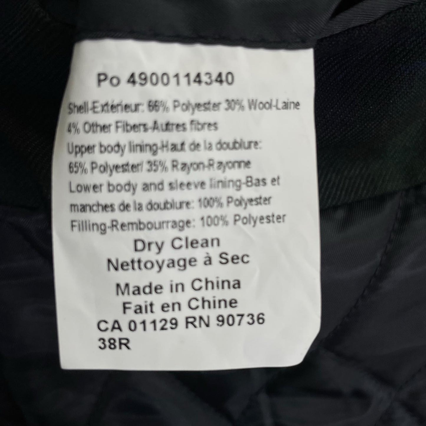 LAUREN RALPH LAUREN Navy Wool Blend Short Coat