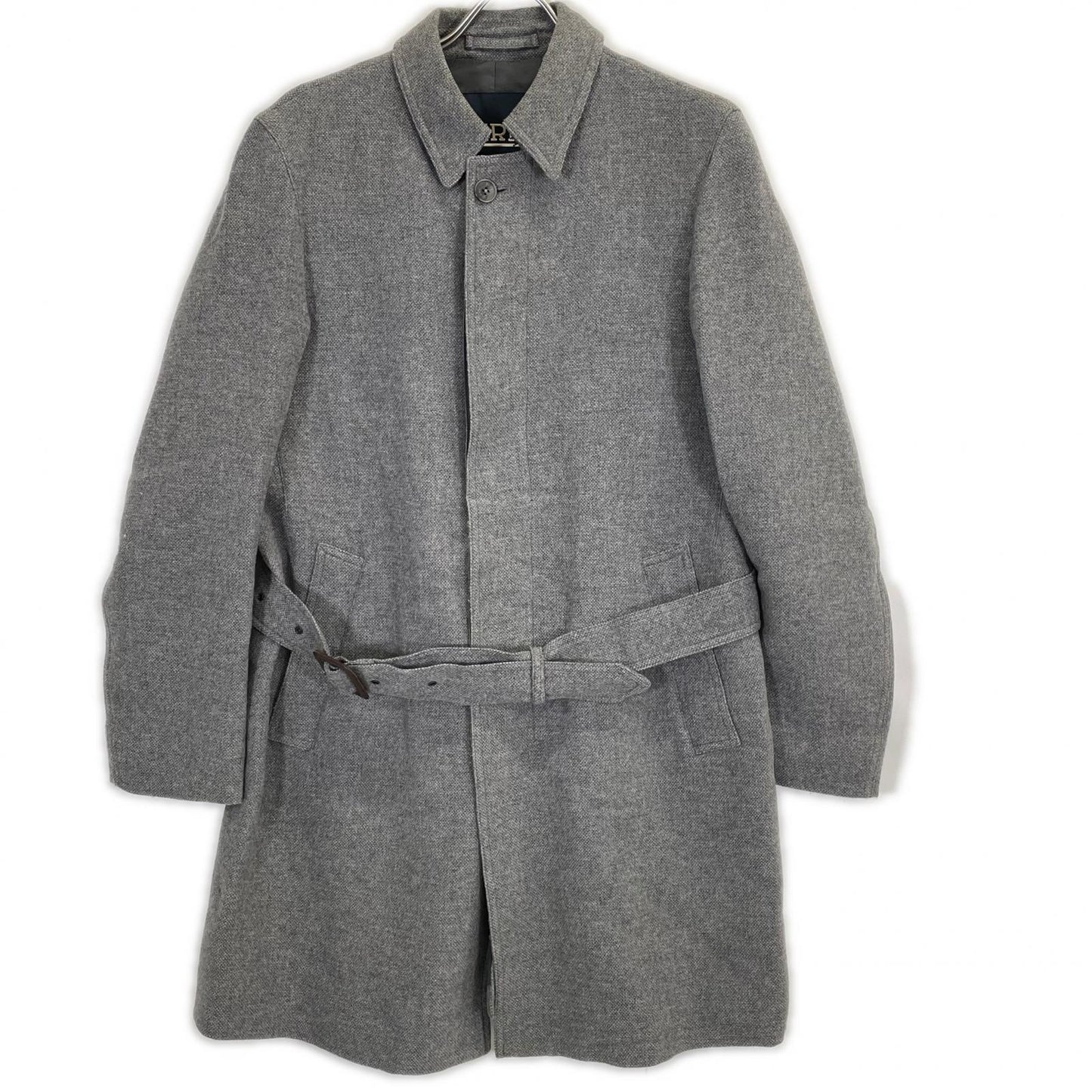 HERNO Gray Wool Nylon Fly-Front Stand Collar Coat Size 44